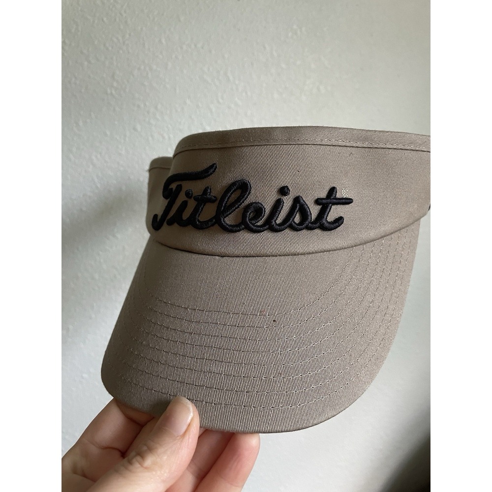 Titleist Golf Sun Visor Mens Beige Adjustible Strapback FootJoy Embroidered‎